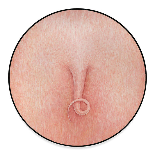 Pink Pig Tail Print Round Floor Mat