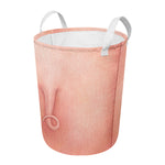Pink Pig Tail Print Round Laundry Basket