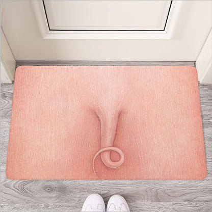 Pink Pig Tail Print Rubber Doormat