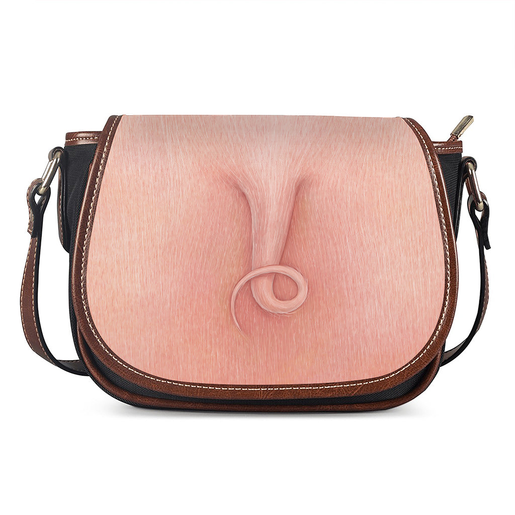 Pink Pig Tail Print Saddle Bag