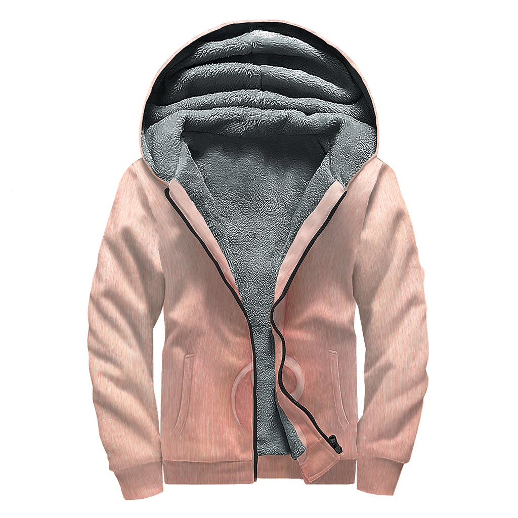 Pink Pig Tail Print Sherpa Lined Zip Up Hoodie