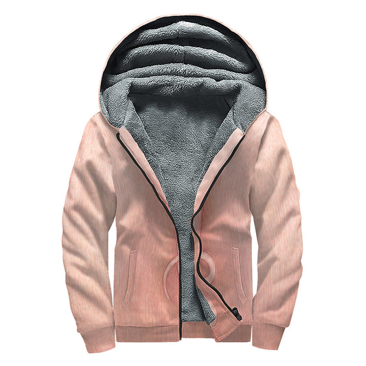 Pink Pig Tail Print Sherpa Lined Zip Up Hoodie