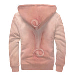 Pink Pig Tail Print Sherpa Lined Zip Up Hoodie