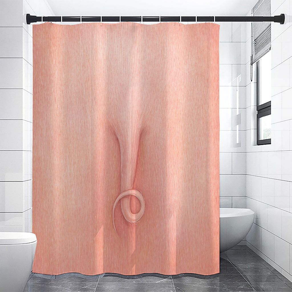 Pink Pig Tail Print Shower Curtain