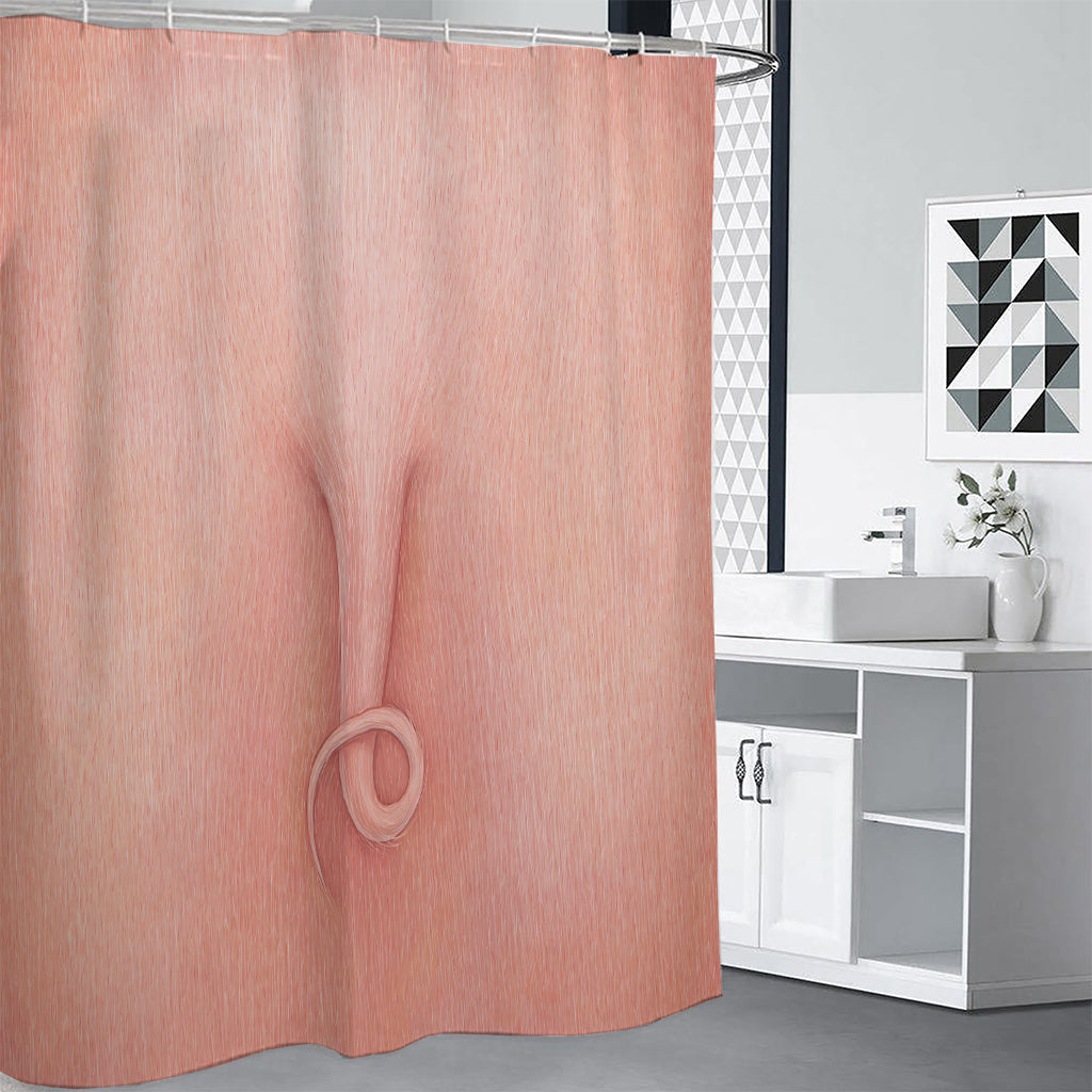 Pink Pig Tail Print Shower Curtain