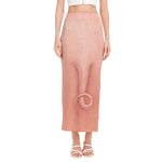 Pink Pig Tail Print Side Slit Maxi Skirt