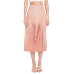 Pink Pig Tail Print Side Slit Midi Skirt