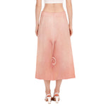 Pink Pig Tail Print Side Slit Midi Skirt