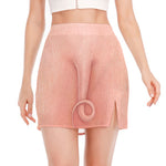 Pink Pig Tail Print Side Slit Mini Skirt