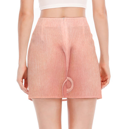 Pink Pig Tail Print Side Slit Mini Skirt