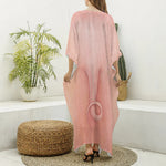 Pink Pig Tail Print Silk V-Neck Kaftan Dress