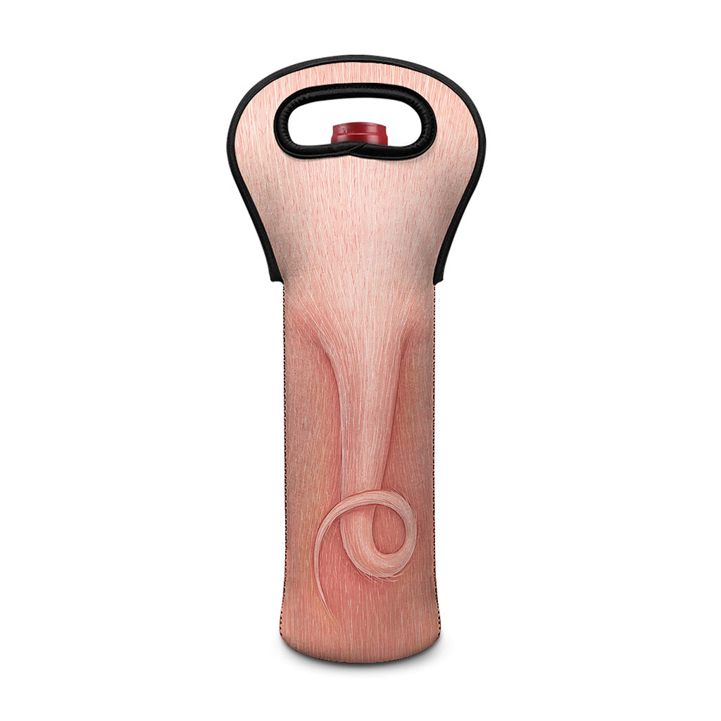 Pink Pig Tail Print Single Neoprene Wine Tote