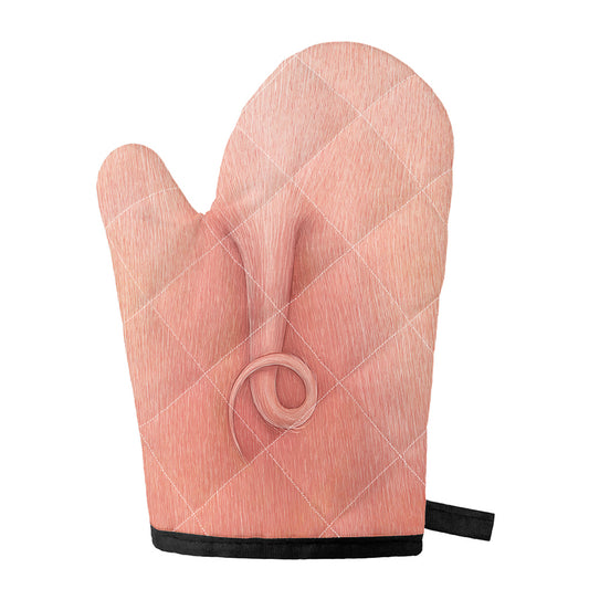 Pink Pig Tail Print Single Oven Mitt