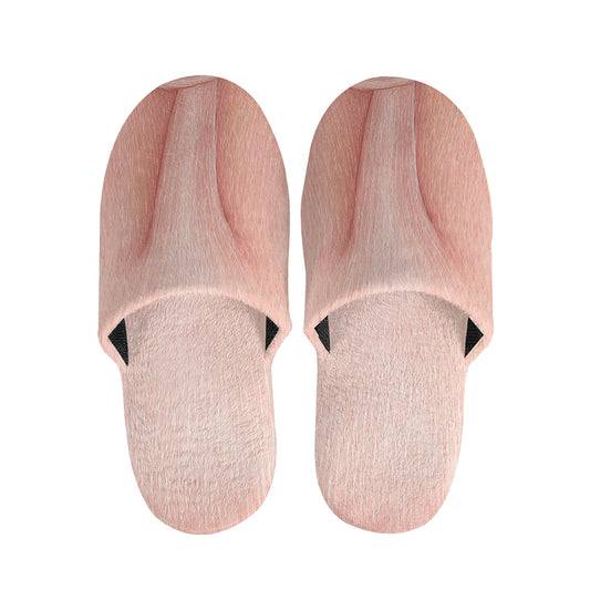 Pink Pig Tail Print Slippers