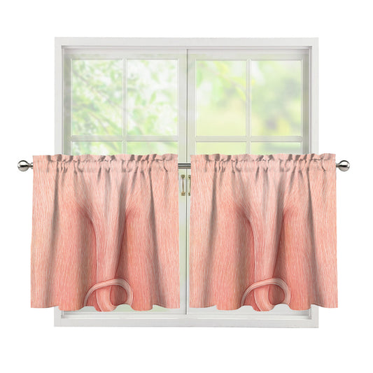 Pink Pig Tail Print Tier Curtains