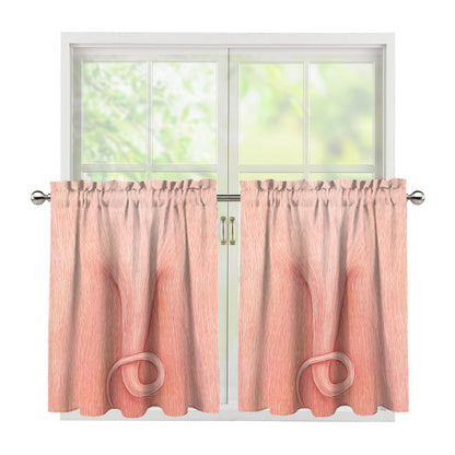 Pink Pig Tail Print Tier Curtains