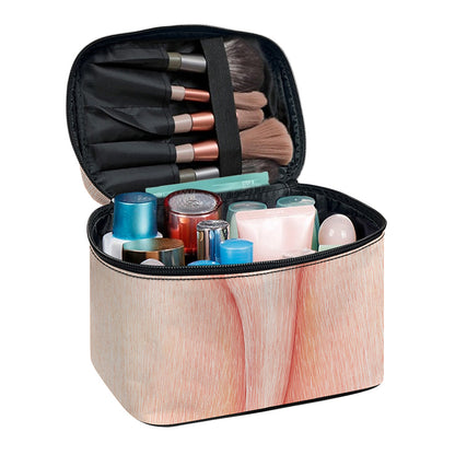 Pink Pig Tail Print Travel Makeup Bag