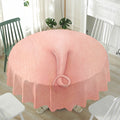 Pink Pig Tail Print Waterproof Round Tablecloth
