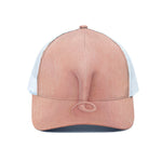 Pink Pig Tail Print White Mesh Trucker Cap