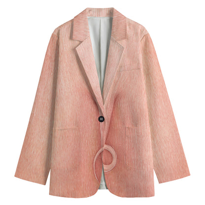 Pink Pig Tail Print Women's Blazer