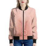 Pink Pig Tail Print Women's Bomber Jacket