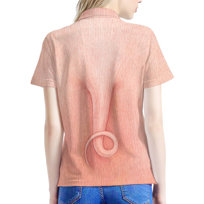 Pink Pig Tail Print Women's Polo Shirt