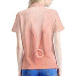 Pink Pig Tail Print Women's Polo Shirt