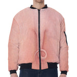 Pink Pig Tail Print Zip Sleeve Bomber Jacket