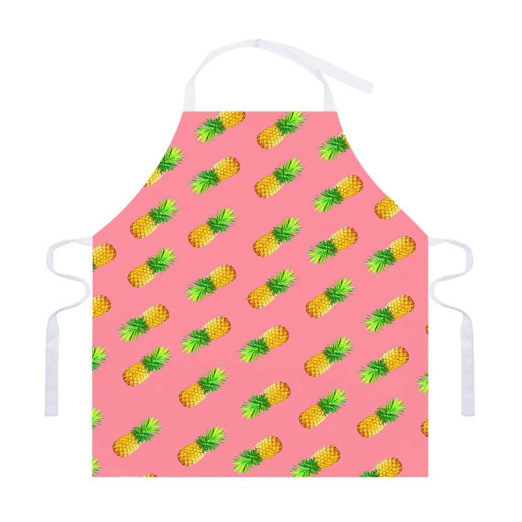 Pink Pineapple Pattern Print Adjustable Apron
