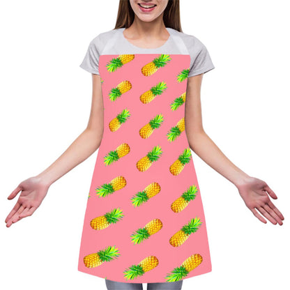 Pink Pineapple Pattern Print Adjustable Apron
