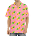 Pink Pineapple Pattern Print Aloha Shirt