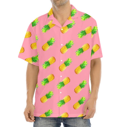 Pink Pineapple Pattern Print Aloha Shirt