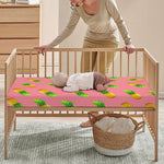 Pink Pineapple Pattern Print Baby Crib Sheet