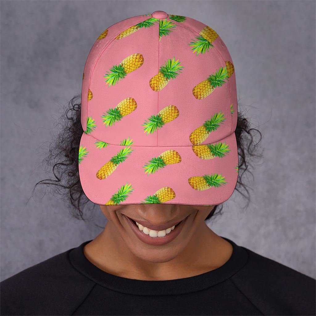 Pink Pineapple Pattern Print Baseball Cap