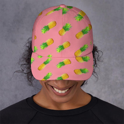 Pink Pineapple Pattern Print Baseball Cap