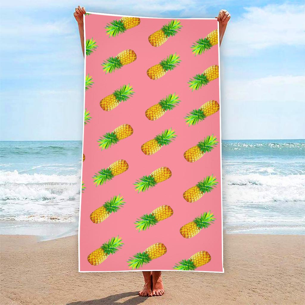 Pink Pineapple Pattern Print Beach Towel