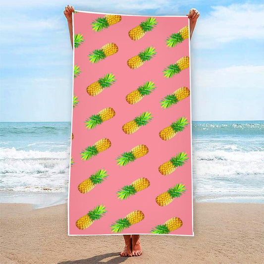 Pink Pineapple Pattern Print Beach Towel