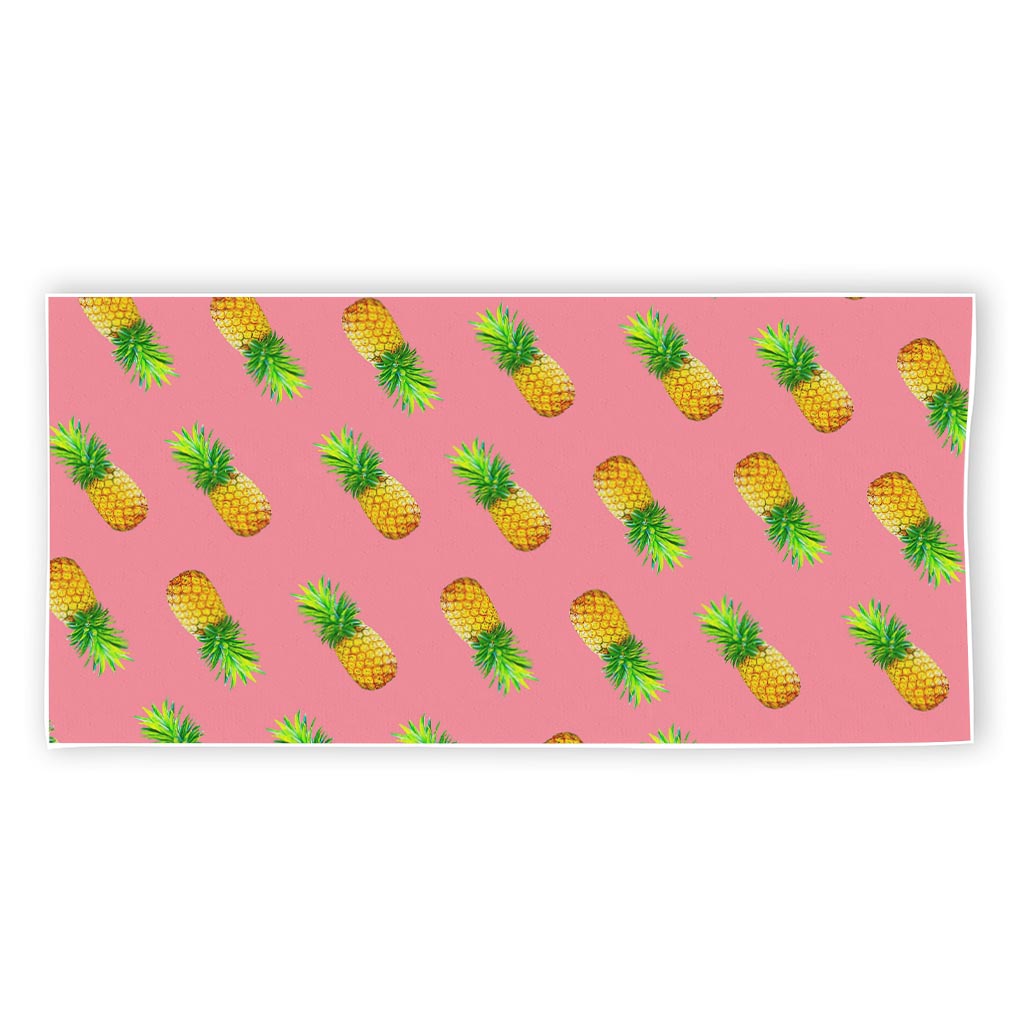 Pink Pineapple Pattern Print Beach Towel