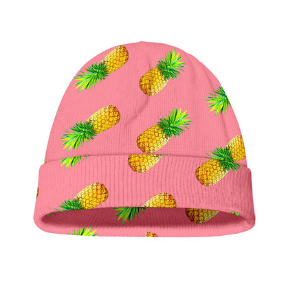 Pink Pineapple Pattern Print Beanie