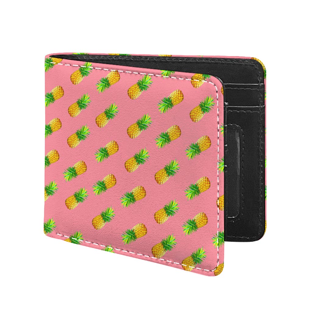 Pink Pineapple Pattern Print Bifold Wallet