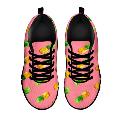 Pink Pineapple Pattern Print Black Running Shoes
