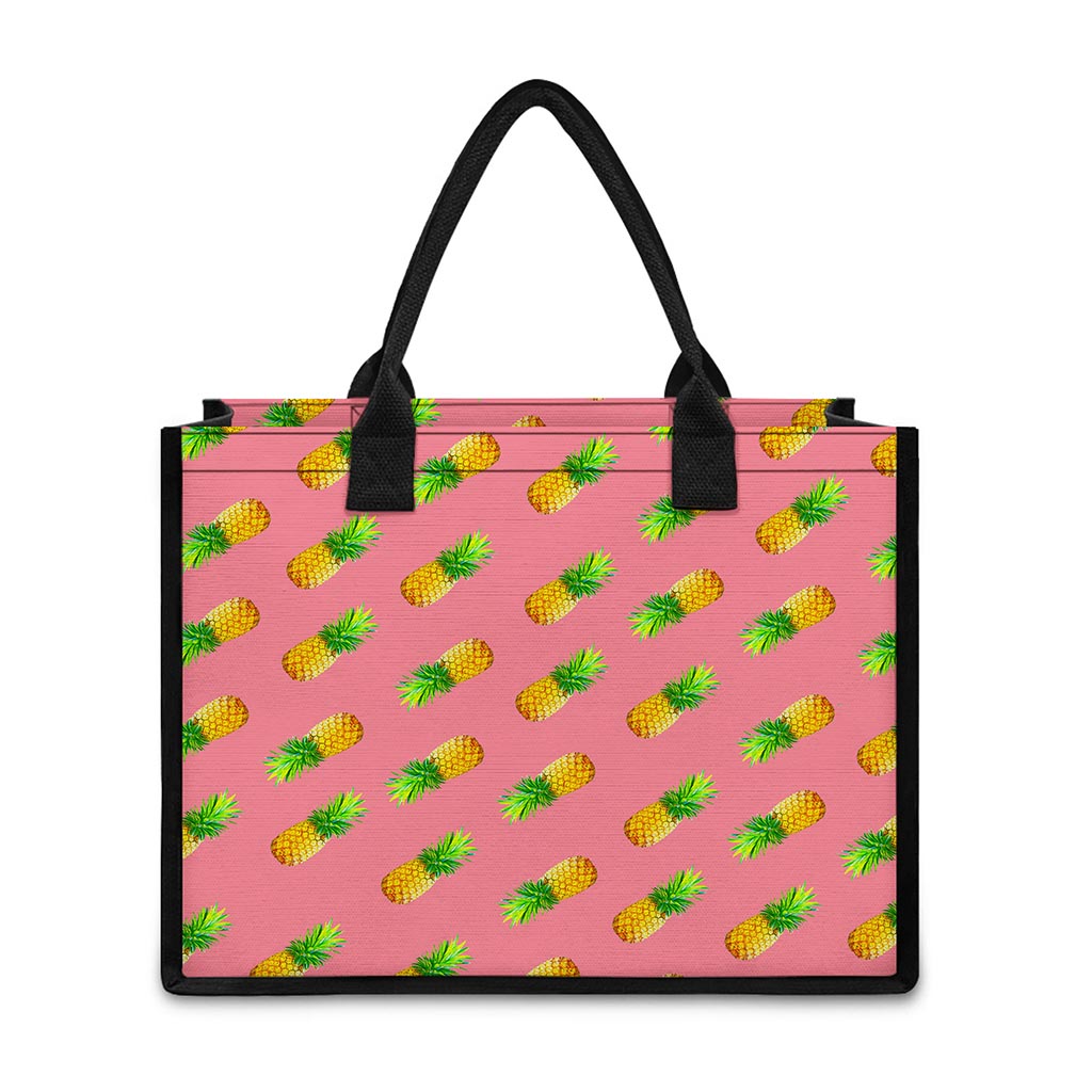 Pink Pineapple Pattern Print Canvas Tote Bag