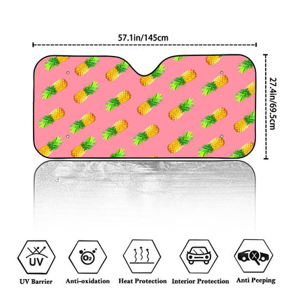 Pink Pineapple Pattern Print Car Windshield Sun Shade