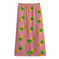 Pink Pineapple Pattern Print Cotton Front Slit Maxi Skirt