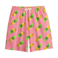 Pink Pineapple Pattern Print Cotton Shorts