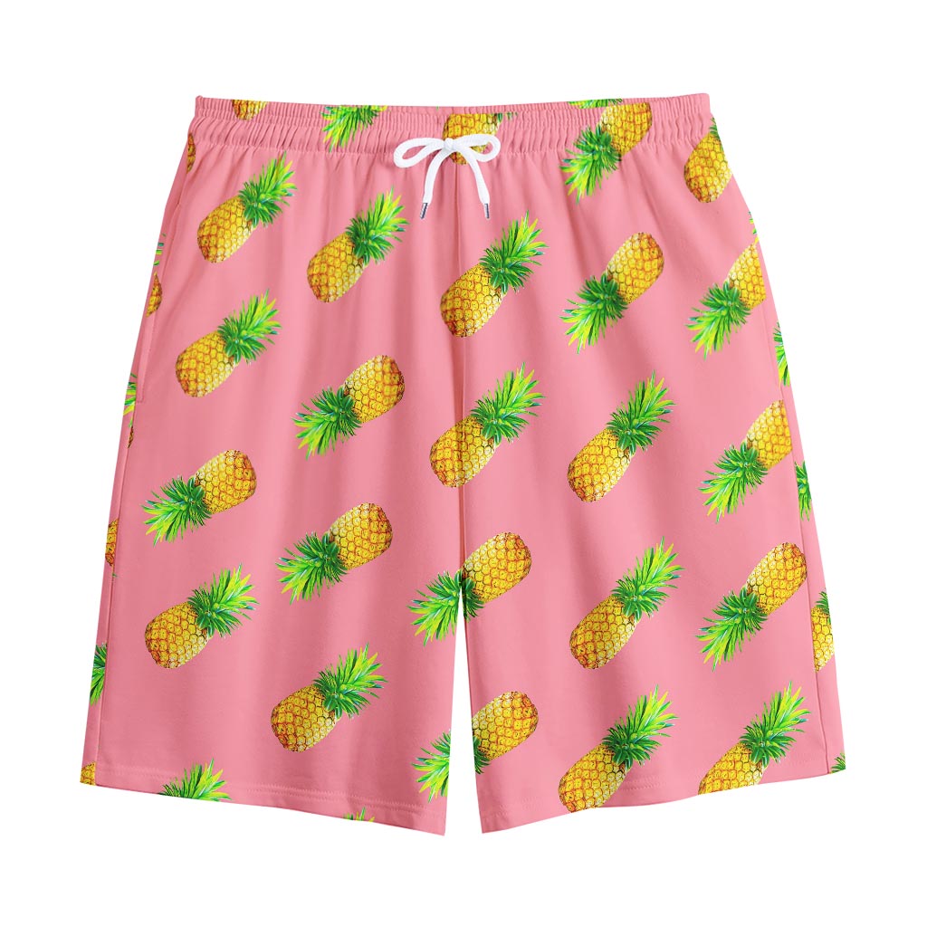 Pink Pineapple Pattern Print Cotton Shorts