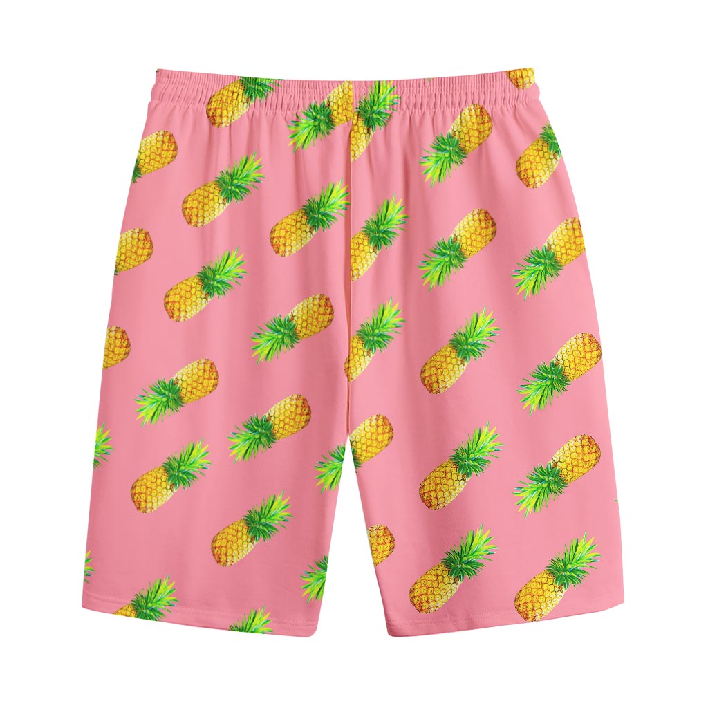 Pink Pineapple Pattern Print Cotton Shorts