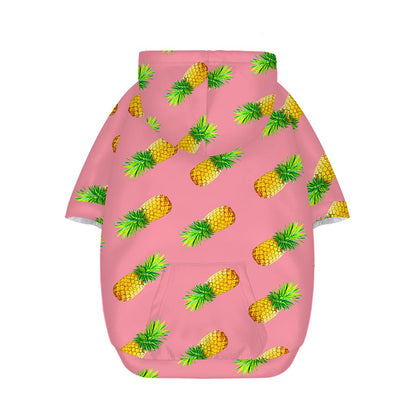 Pink Pineapple Pattern Print Dog Zip Up Hoodie