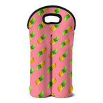 Pink Pineapple Pattern Print Double Neoprene Wine Tote