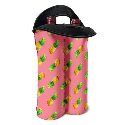 Pink Pineapple Pattern Print Double Neoprene Wine Tote